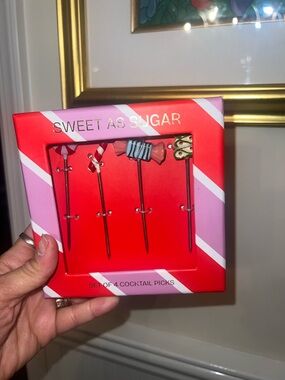 Anthropologie Cocktail Picks - Pink & Red Candy-Themed Set